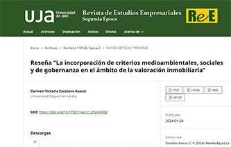 Reseña «La incorporación de criterios medioambientales, sociales y de gobernanza en el ámbito de la valoración inmobiliaria»